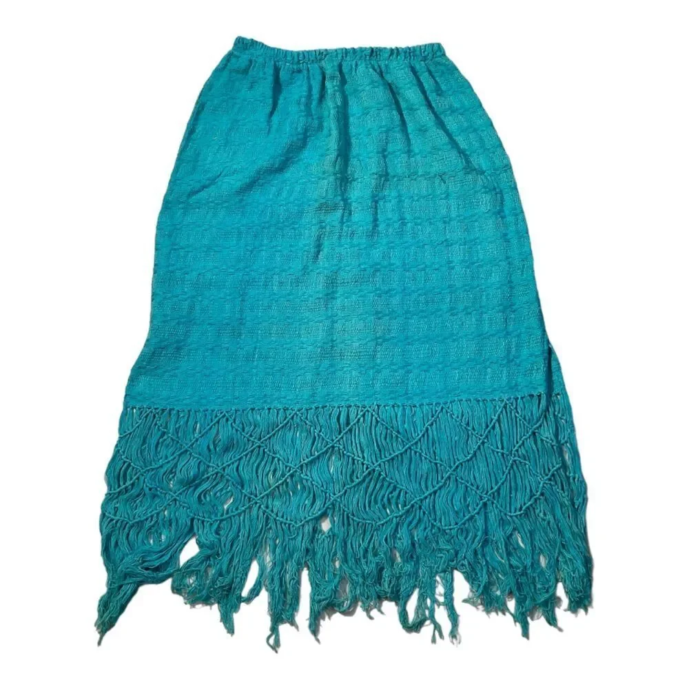 Women’s Aqua Reef Fringe Midi Skirt Size M